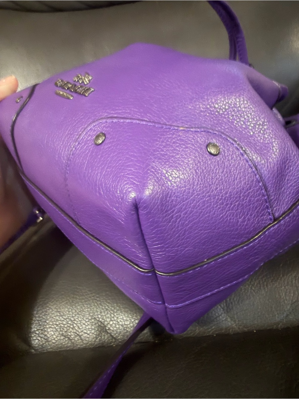Coach Purple Pebbled Leather Drawstring Crossbody - Picture 5 of 12